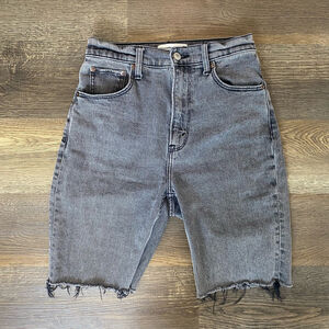 Abercrombie & Fitch Jean Shorts Women’s 25 Black Curve Love Upcycled DIY Cutoff
